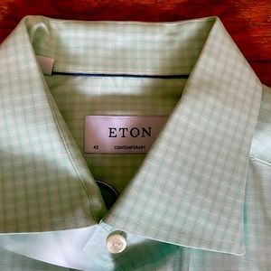 Beautiful pale green men’s dress shirt by Eton.